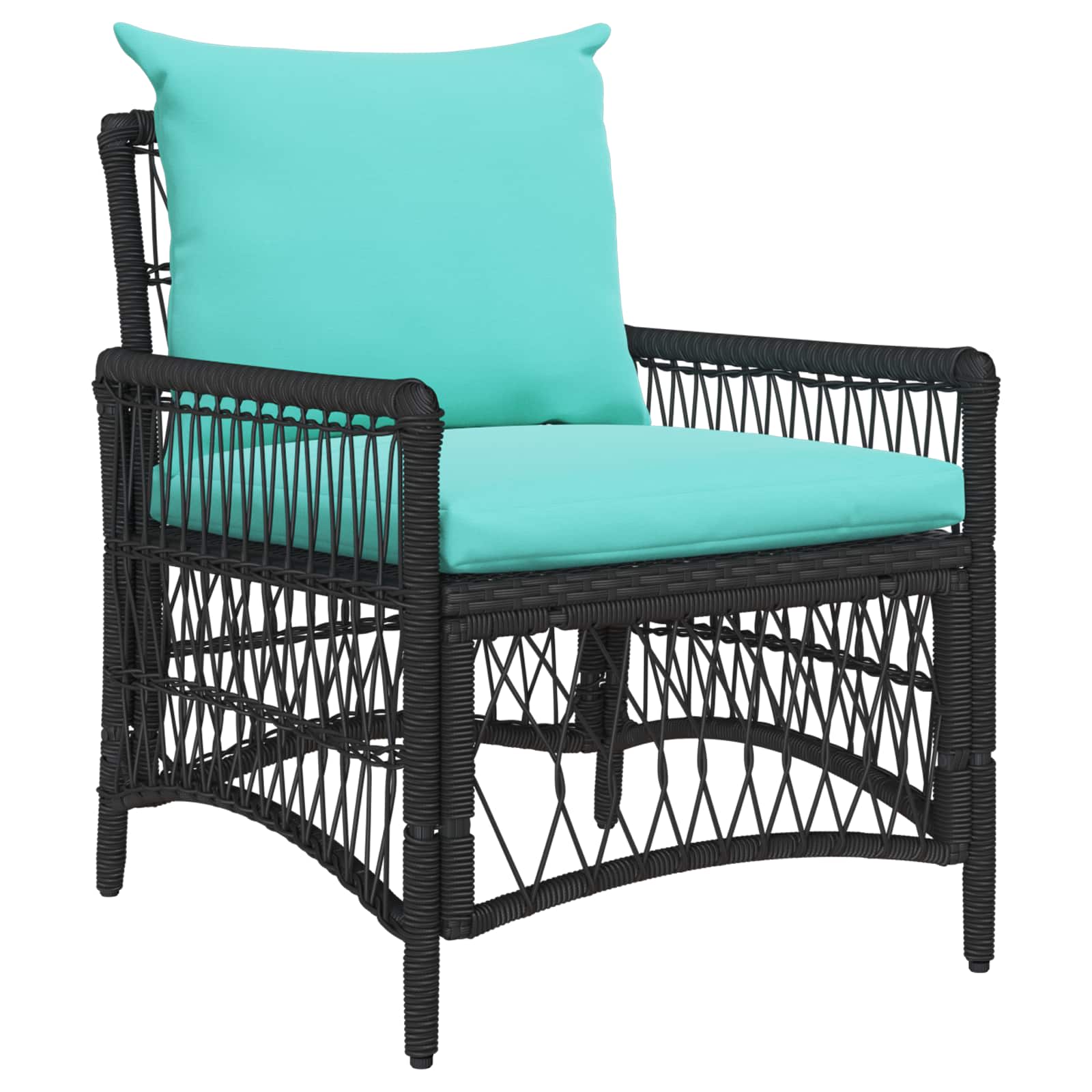 vidaXL Ligbed met Kussens Zwart 60x70x78 cm Poly Rattan
