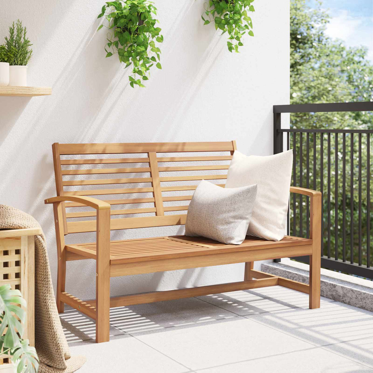 vidaXL Tuinbank Naturel 110 x 64 x 76.5 cm Massief teakhout