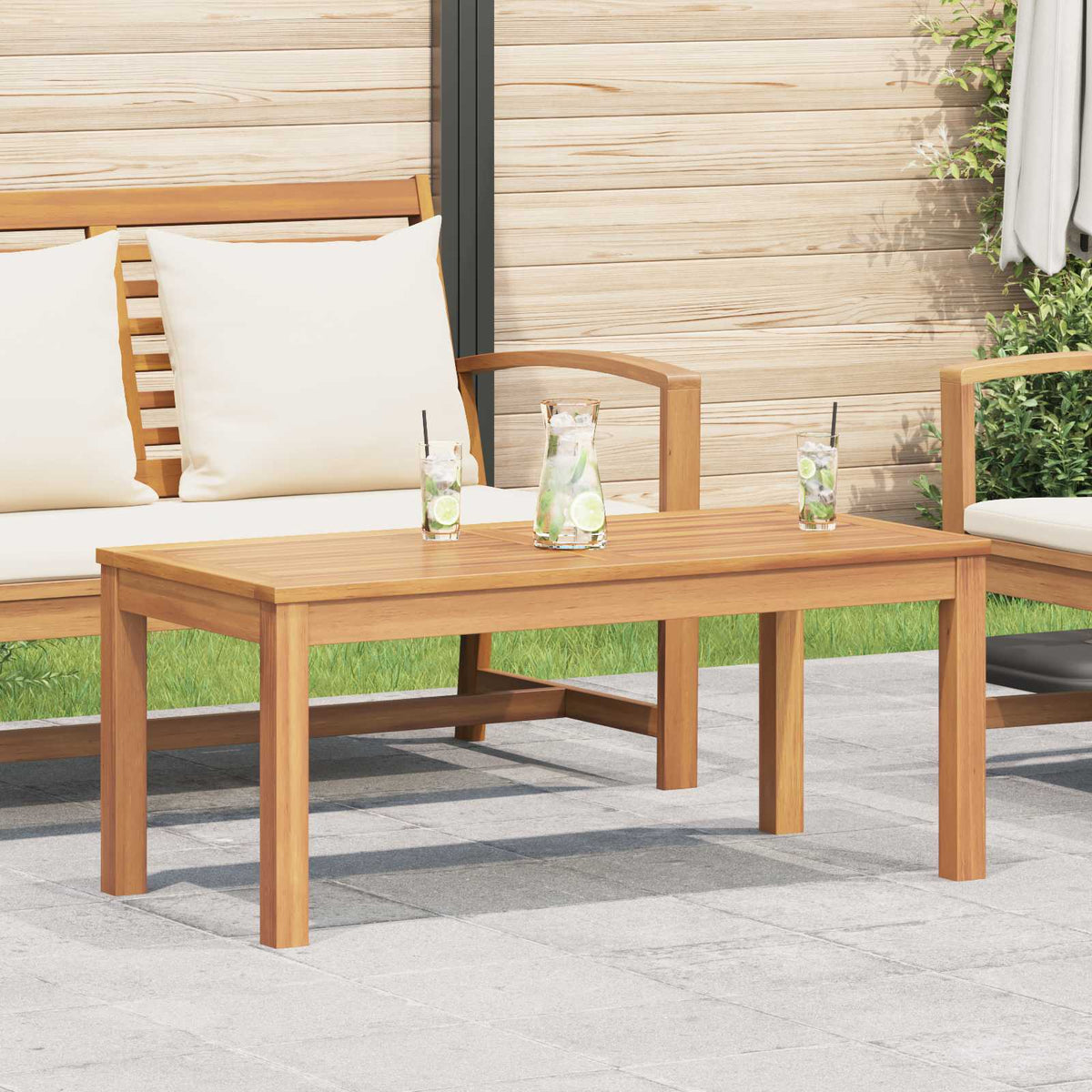 vidaXL Tuinbank Naturel 110 x 64 x 76.5 cm Massief teakhout