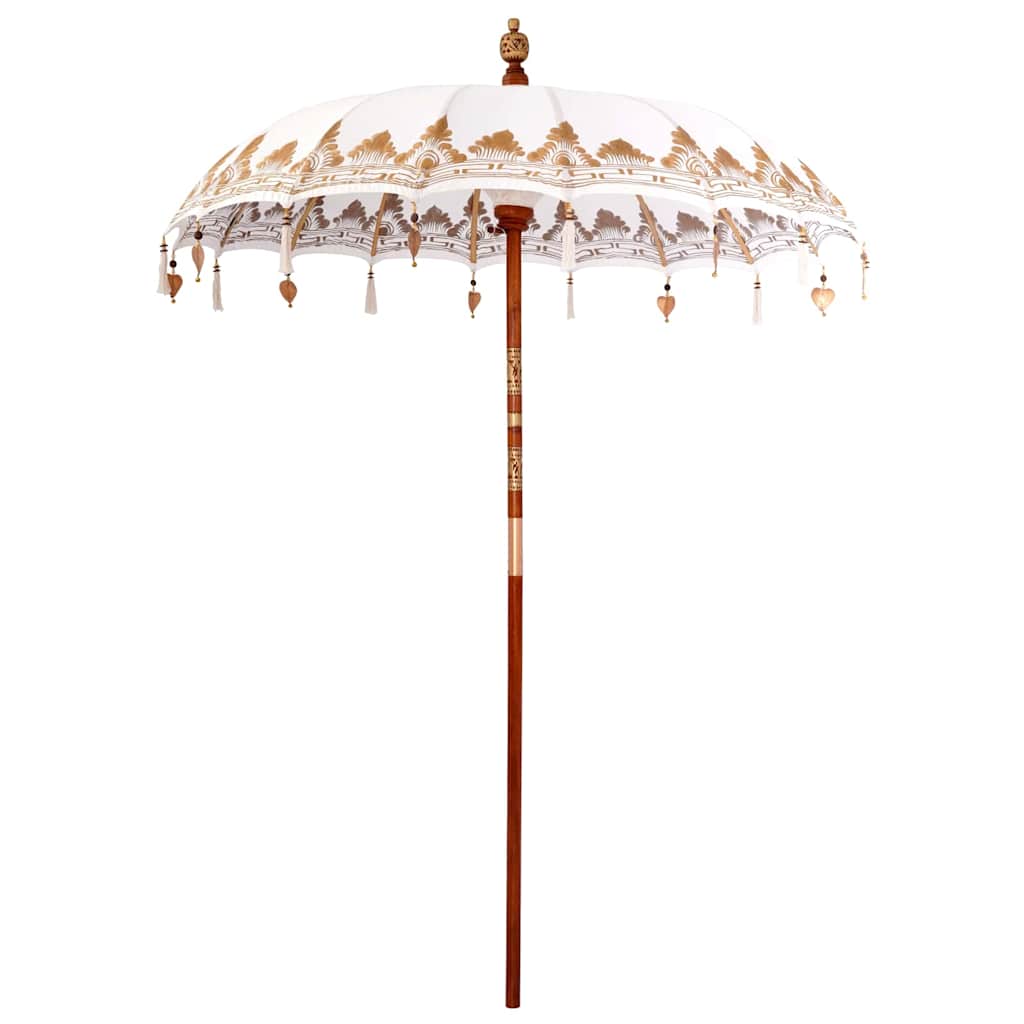 vidaXL Parasol Crème (210-220) x 260 cm Katoen en massief hout