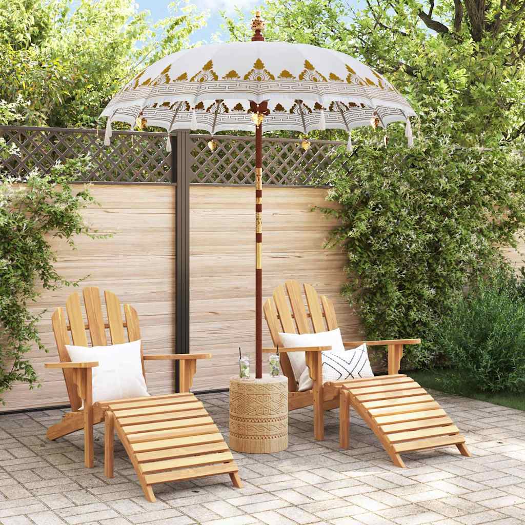 vidaXL Parasol Crème (210-220) x 260 cm Katoen en massief hout