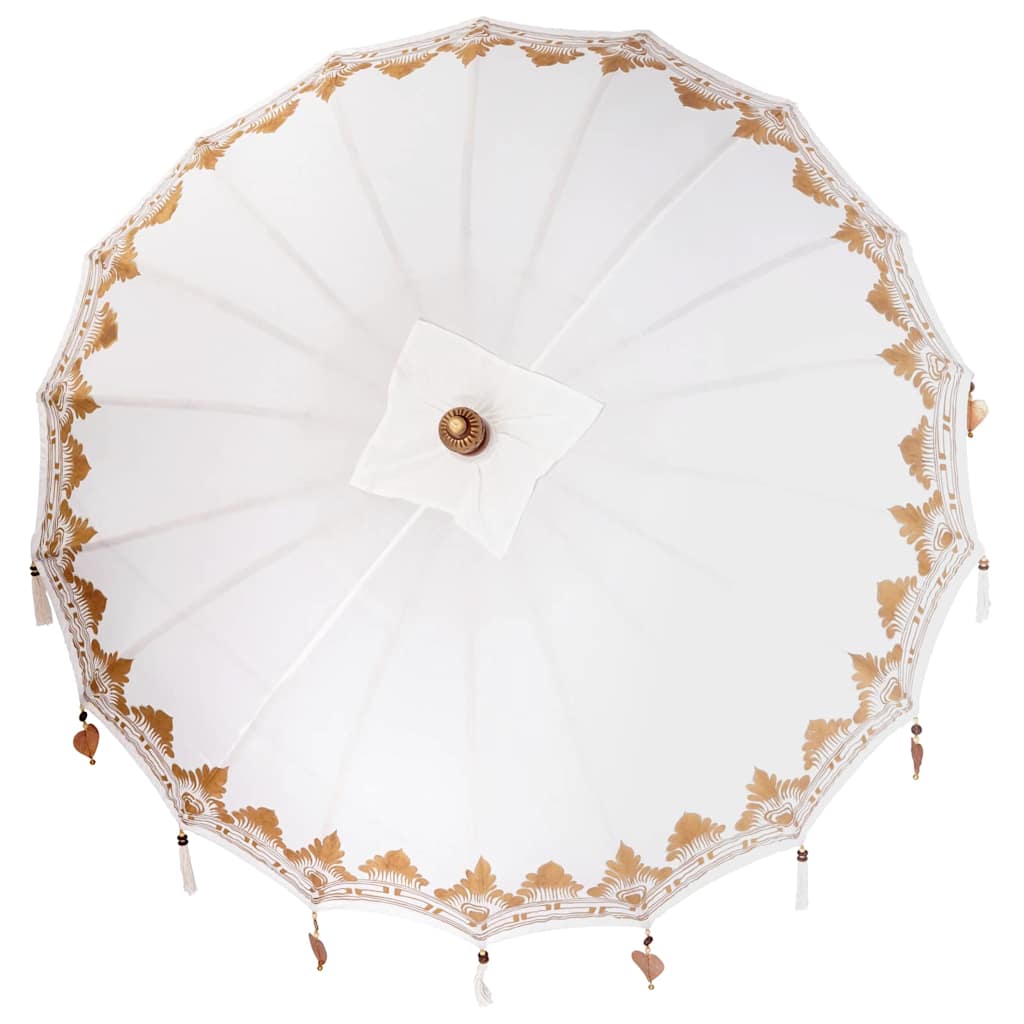 vidaXL Parasol Crème (210-220) x 260 cm Katoen en massief hout