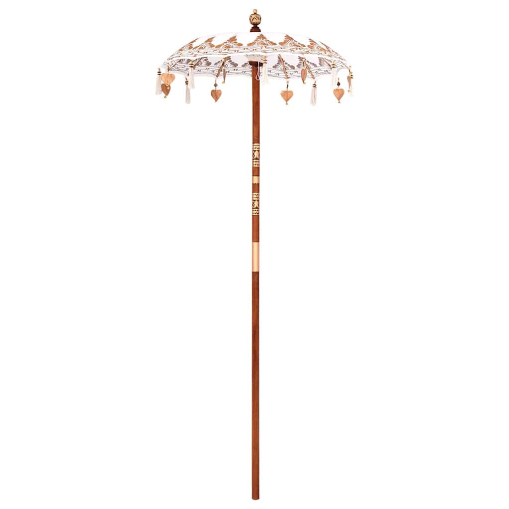 vidaXL Balinese Parasol Crème (90-100) x 260 cm Katoen en massief hout