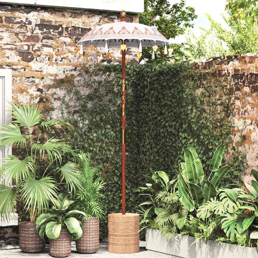 vidaXL Balinese Parasol Crème (90-100) x 260 cm Katoen en massief hout