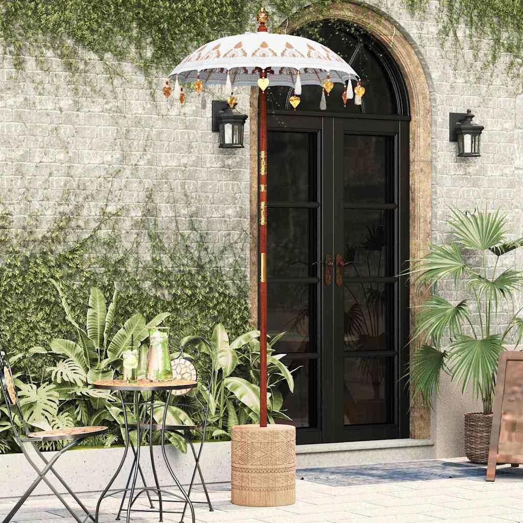 vidaXL Balinese Parasol Crème (90-100) x 260 cm Katoen en massief hout