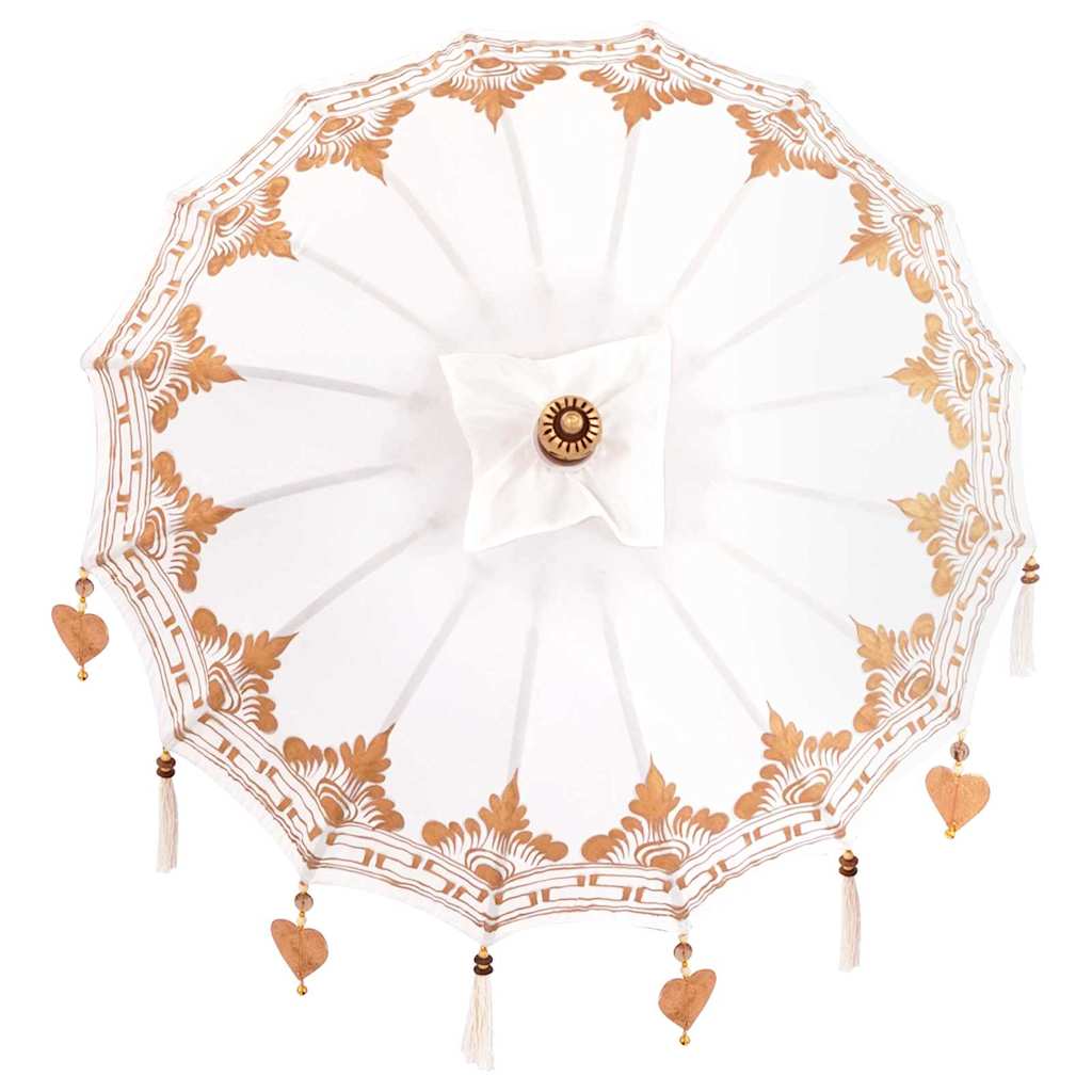 vidaXL Balinese Parasol Crème (90-100) x 260 cm Katoen en massief hout