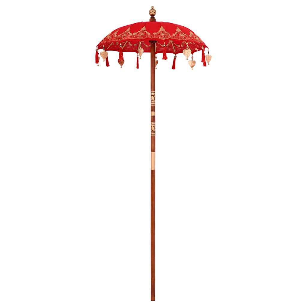 vidaXL Balinese Parasol Crème (90-100) x 260 cm Katoen en massief hout
