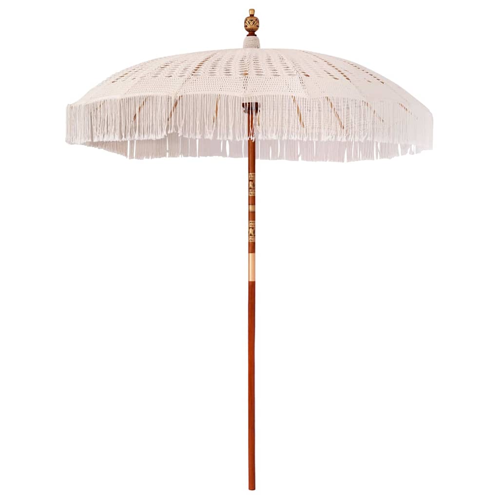 vidaXL Parasol Crème (185-195) x 250 cm Katoen en massief hout
