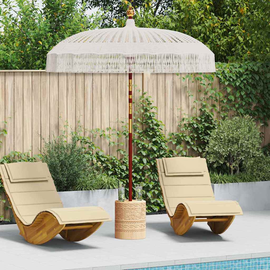 vidaXL Parasol Crème (185-195) x 250 cm Katoen en massief hout