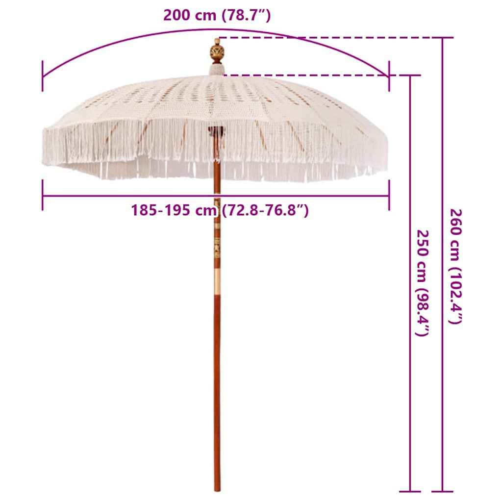 vidaXL Parasol Crème (185-195) x 250 cm Katoen en massief hout
