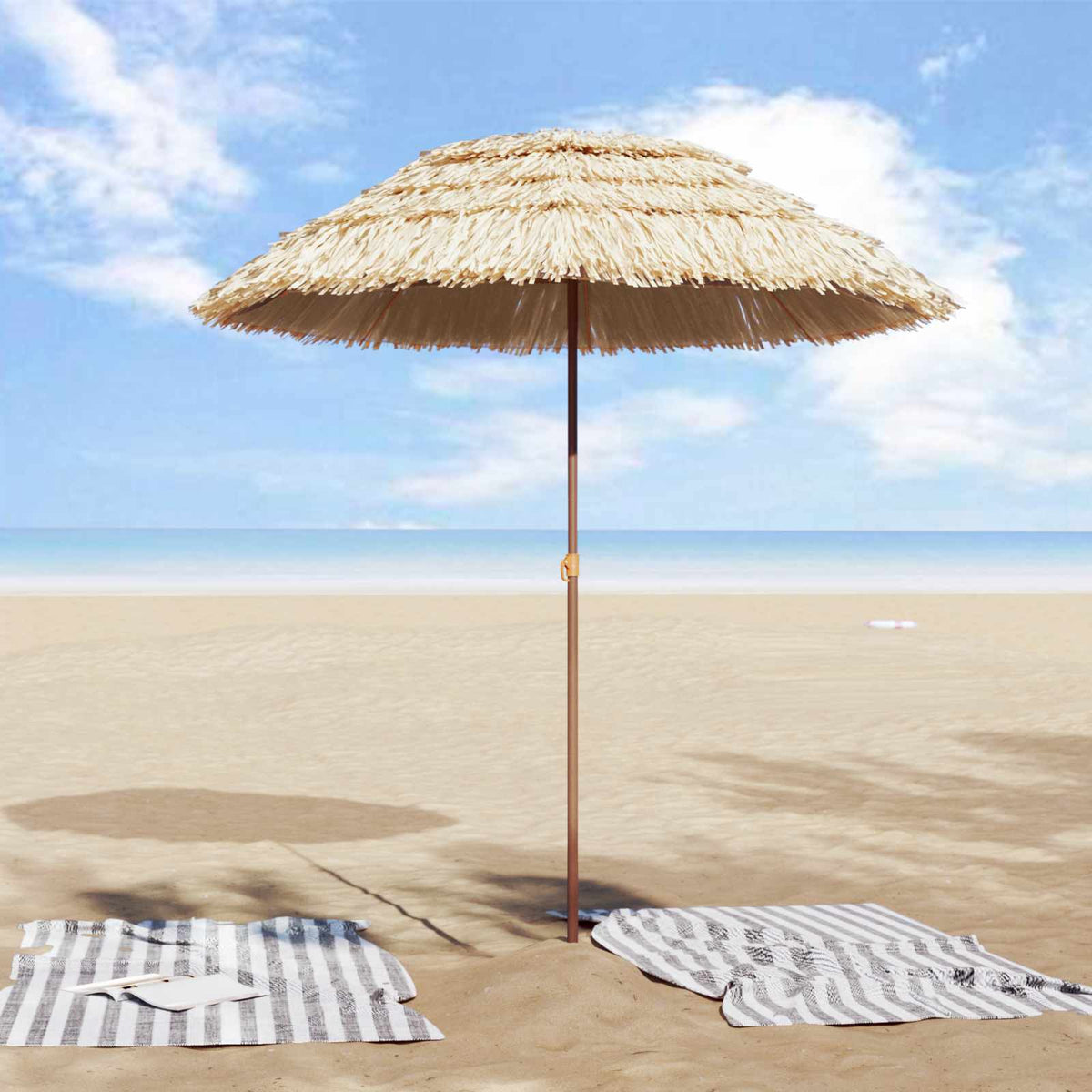 vidaXL Strandparasol Bruin Ø 160 x 196 cm Staal