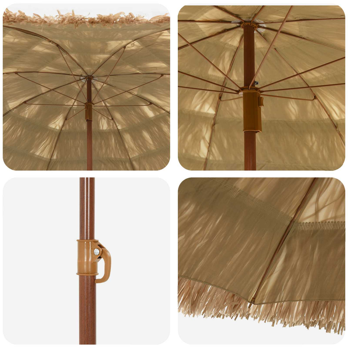 vidaXL Strandparasol Bruin Ø 160 x 196 cm Staal