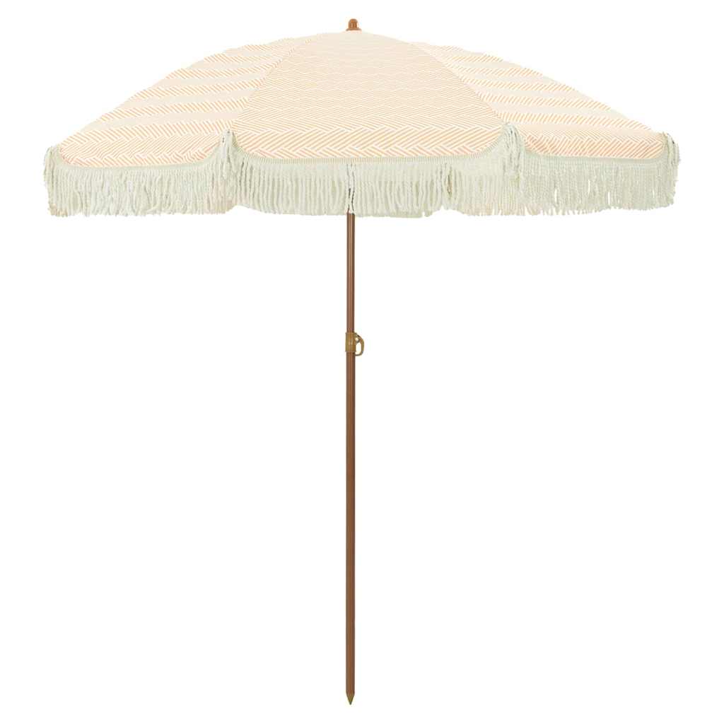 vidaXL Parasol Geel en Wit Ø 160 x 195 cm Staal