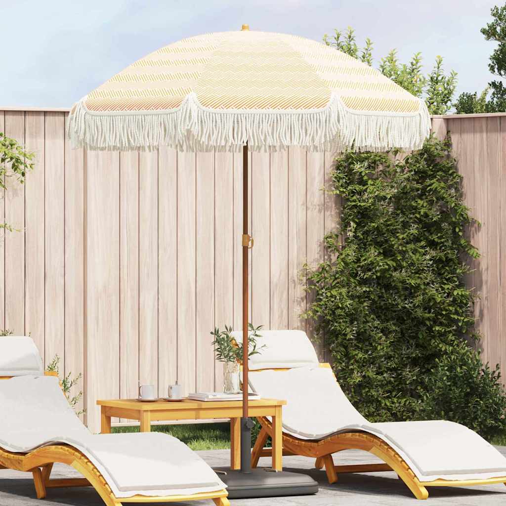 vidaXL Parasol Geel en Wit Ø 160 x 195 cm Staal