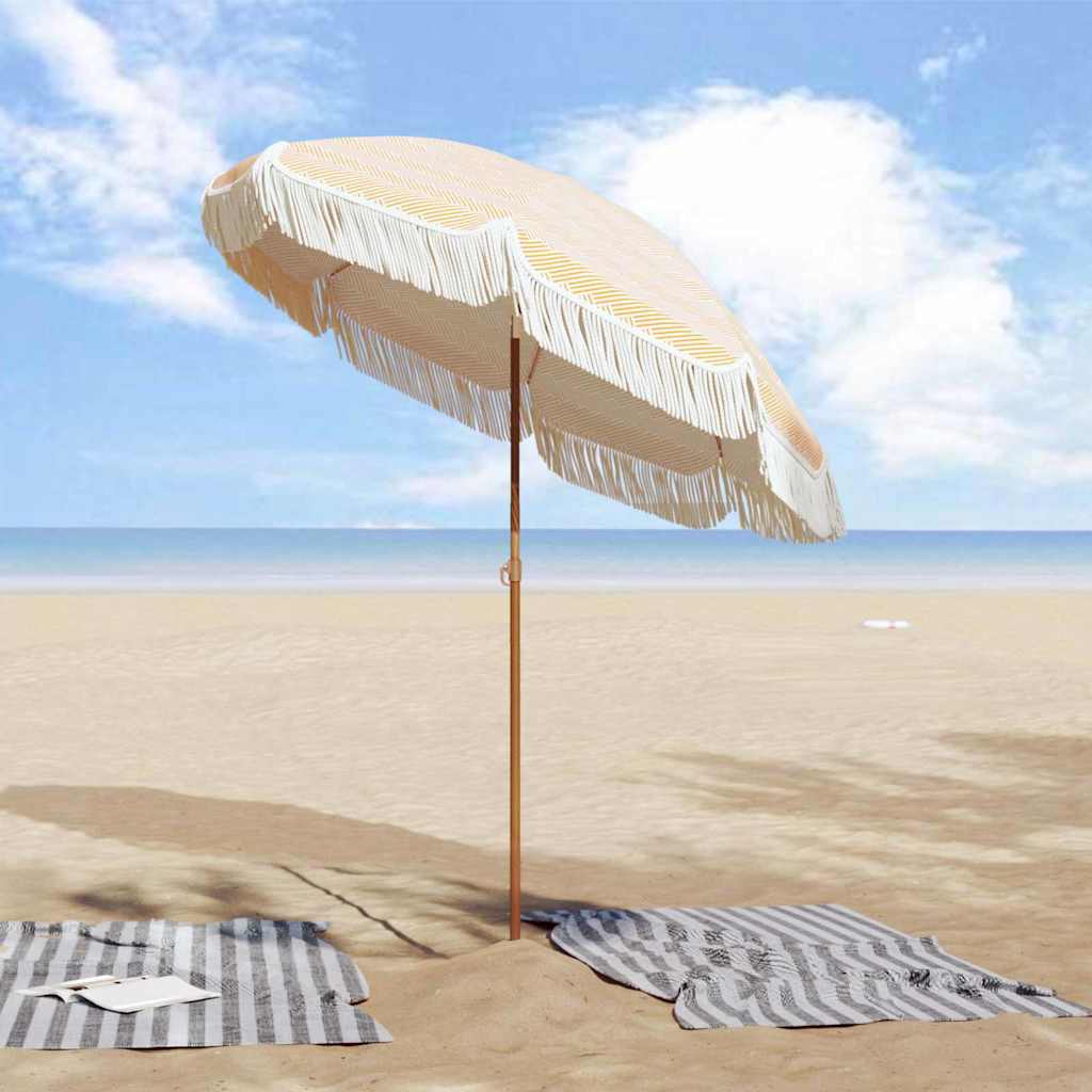 vidaXL Parasol Geel en Wit Ø 160 x 195 cm Staal