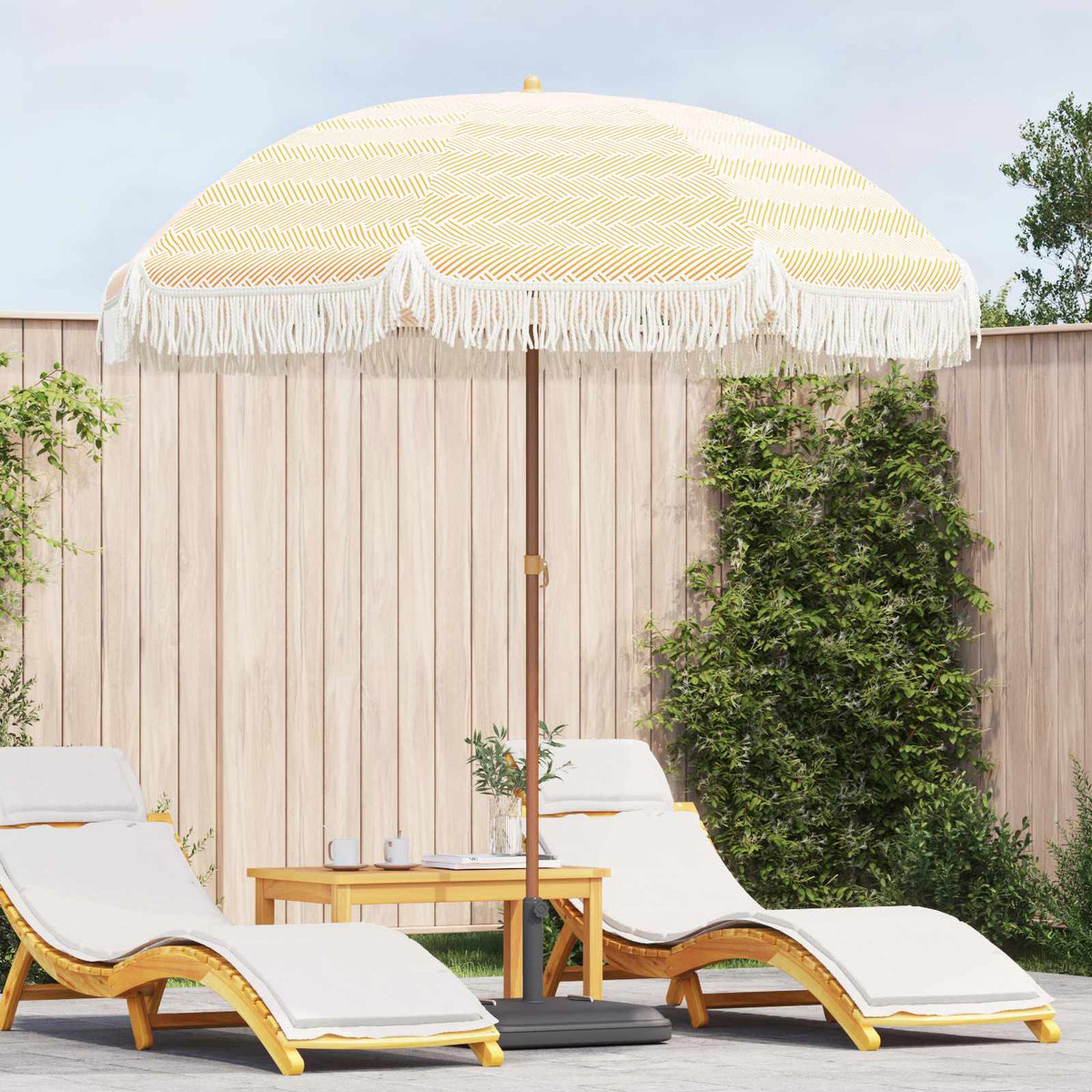 vidaXL Parasol Geel en Wit Ø 205 x 209 cm Staal