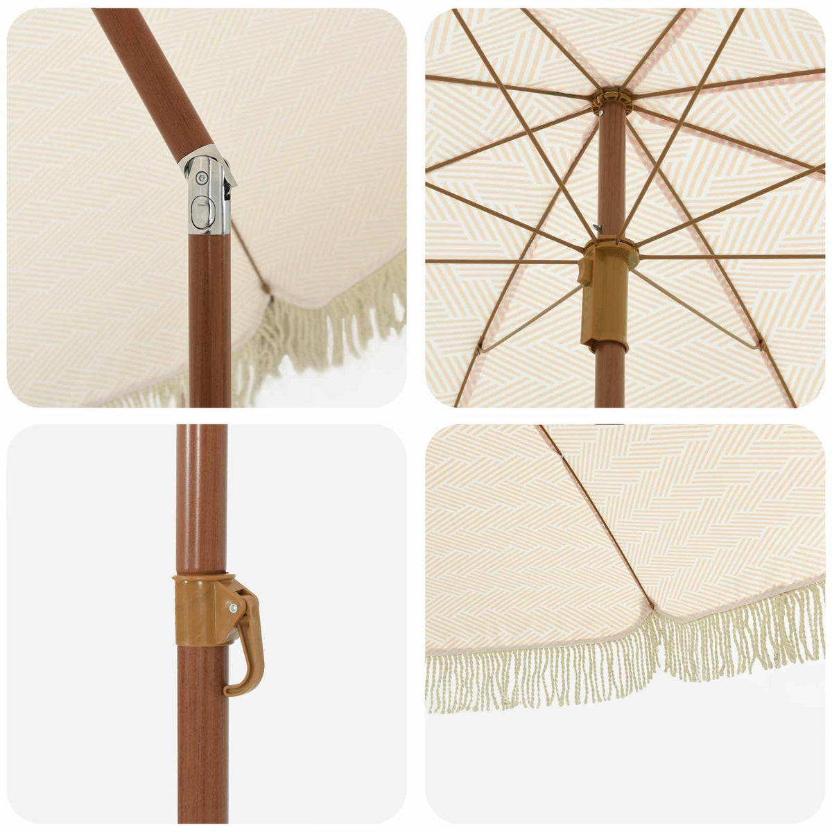 vidaXL Parasol Geel en Wit Ø 205 x 209 cm Staal