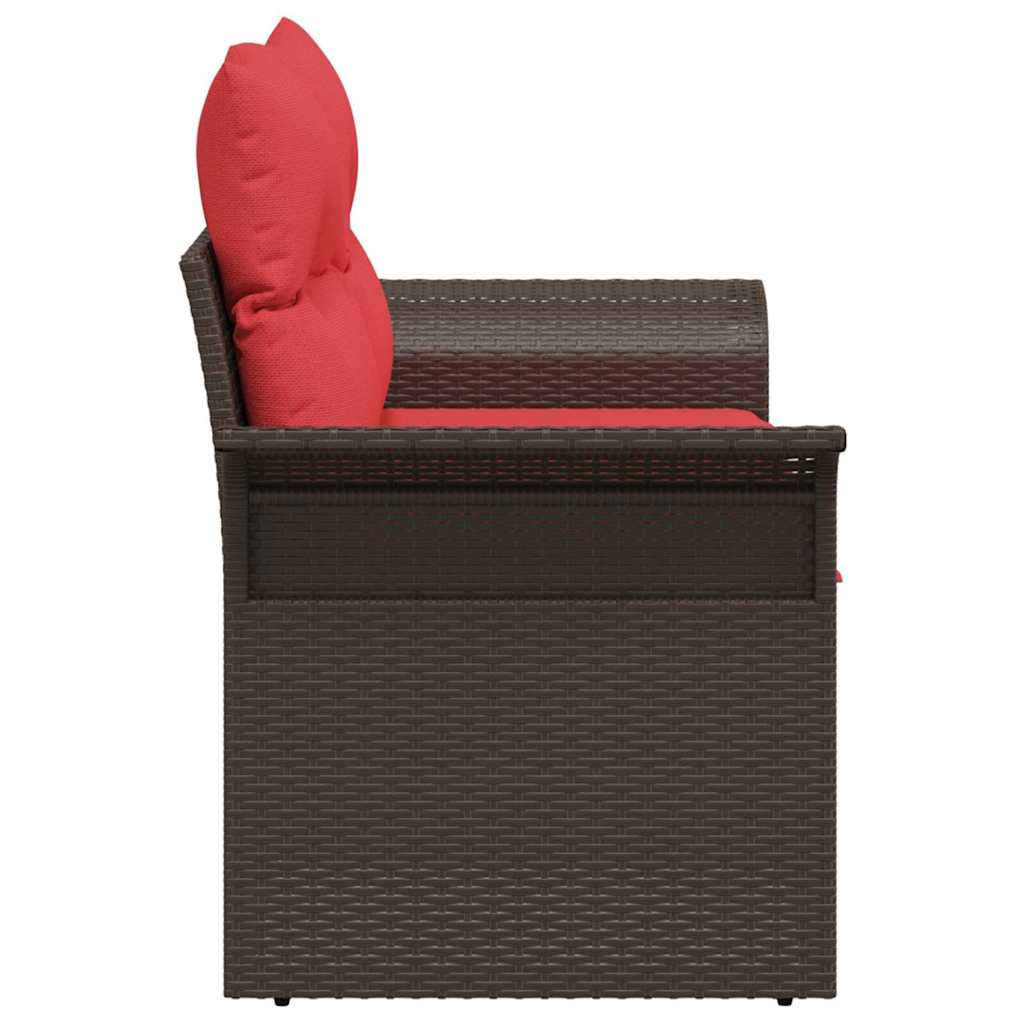 vidaXL Tuinbank met kussen 141 x 62 x 69 cm poly rattan