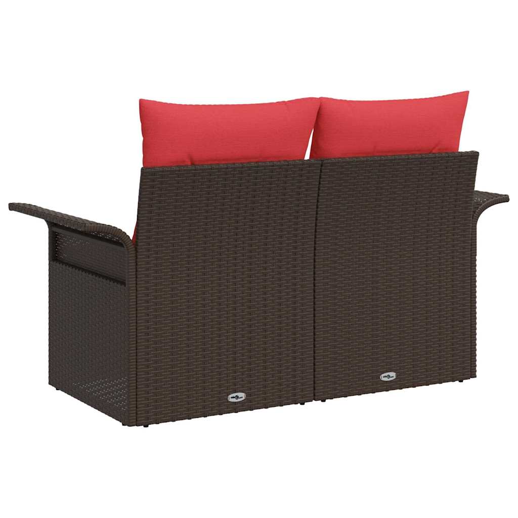 vidaXL Tuinbank met kussen 141 x 62 x 69 cm poly rattan