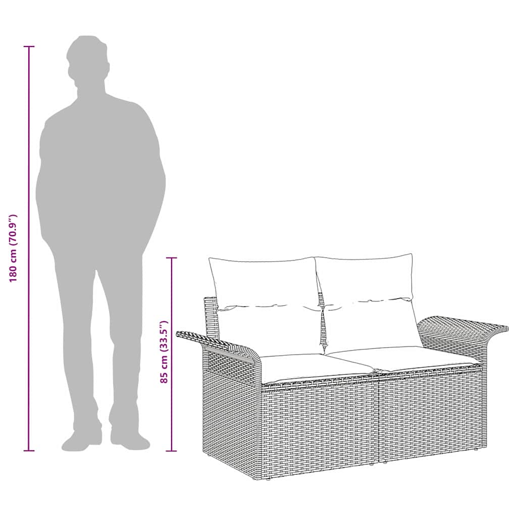 vidaXL Tuinbank met kussen 141 x 62 x 69 cm poly rattan