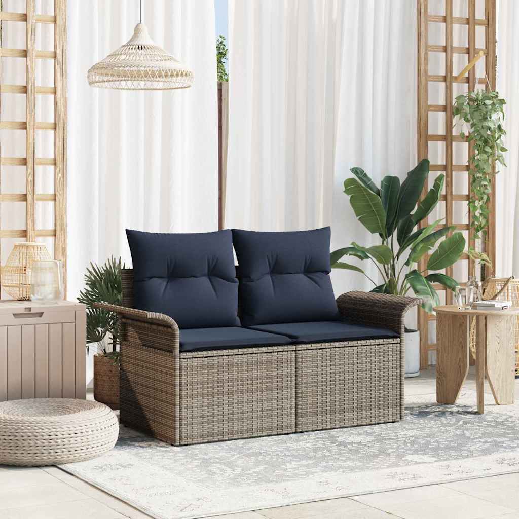 vidaXL Tuinbank met kussen 141 x 62 x 69 cm poly rattan