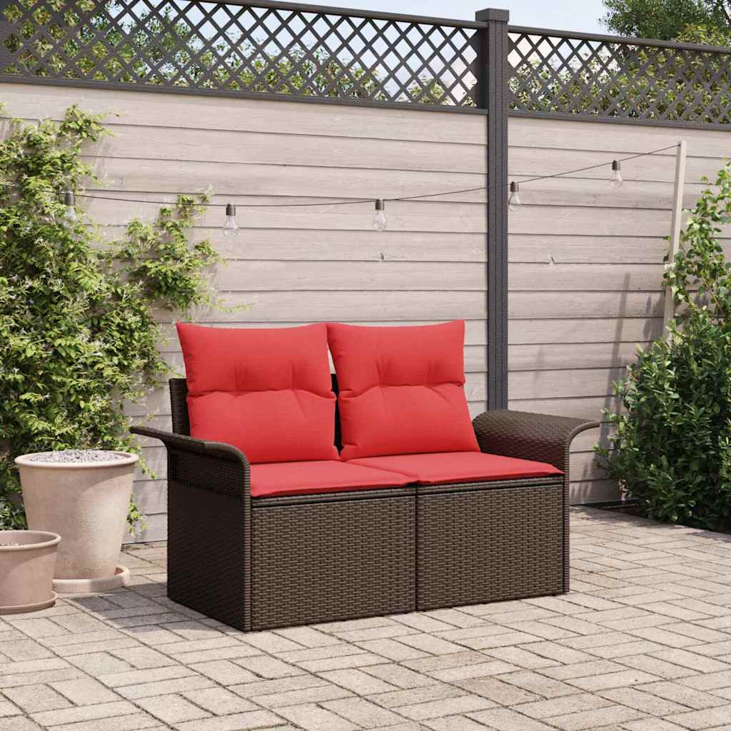 vidaXL Tuinbank met kussen 141 x 62 x 69 cm poly rattan