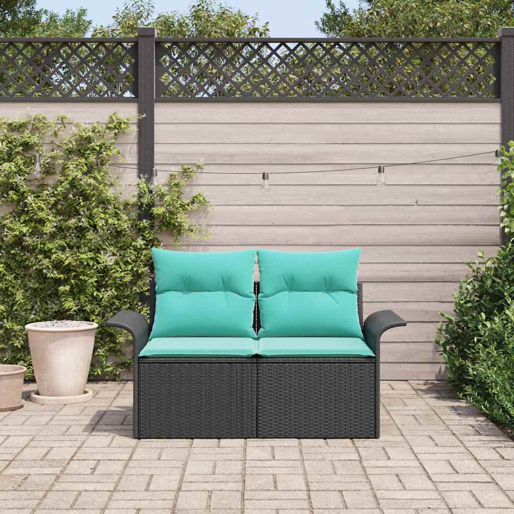 vidaXL Tuinbank met kussen 141 x 62 x 69 cm poly rattan