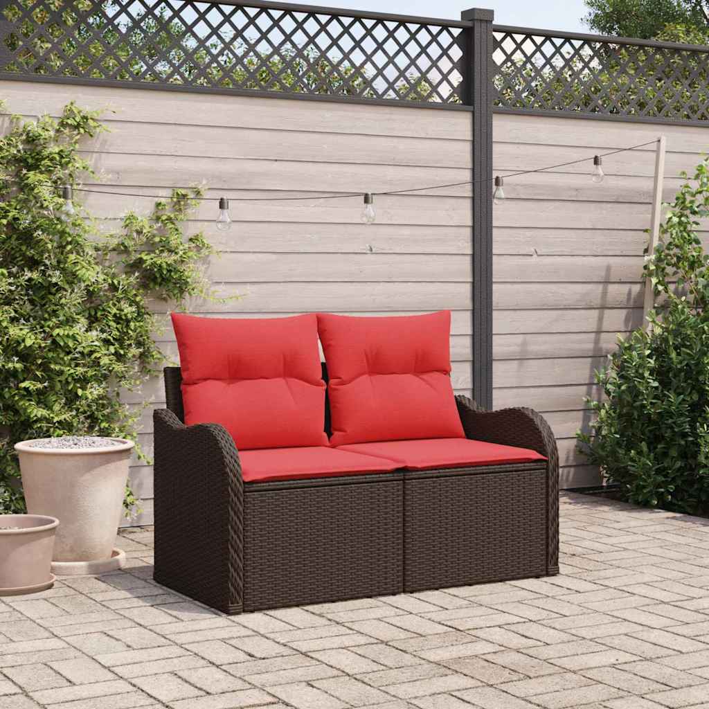 vidaXL Tuinbank met kussen 121 x 62 x 69 cm poly rattan