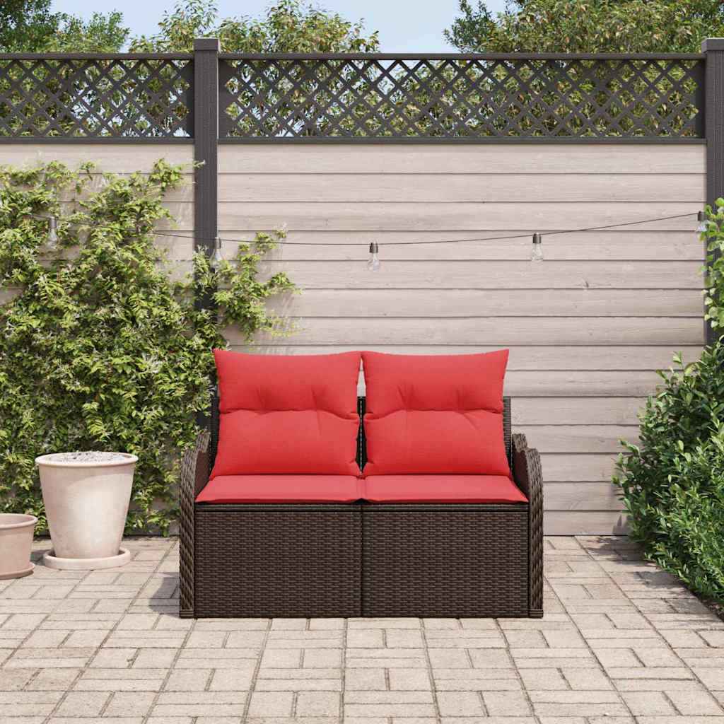 vidaXL Tuinbank met kussen 121 x 62 x 69 cm poly rattan
