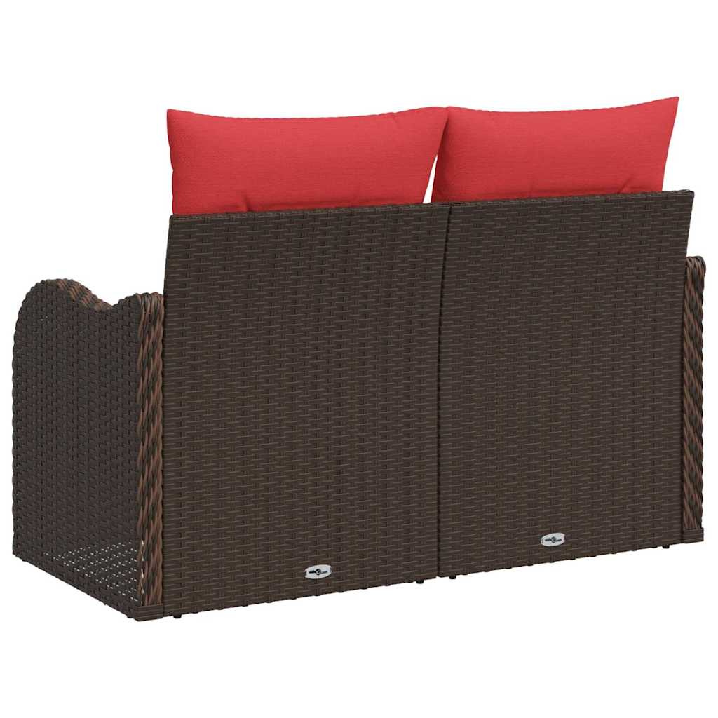 vidaXL Tuinbank met kussen 121 x 62 x 69 cm poly rattan