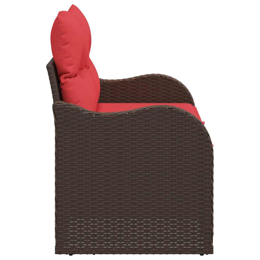 vidaXL Tuinbank met kussen 121 x 62 x 69 cm poly rattan