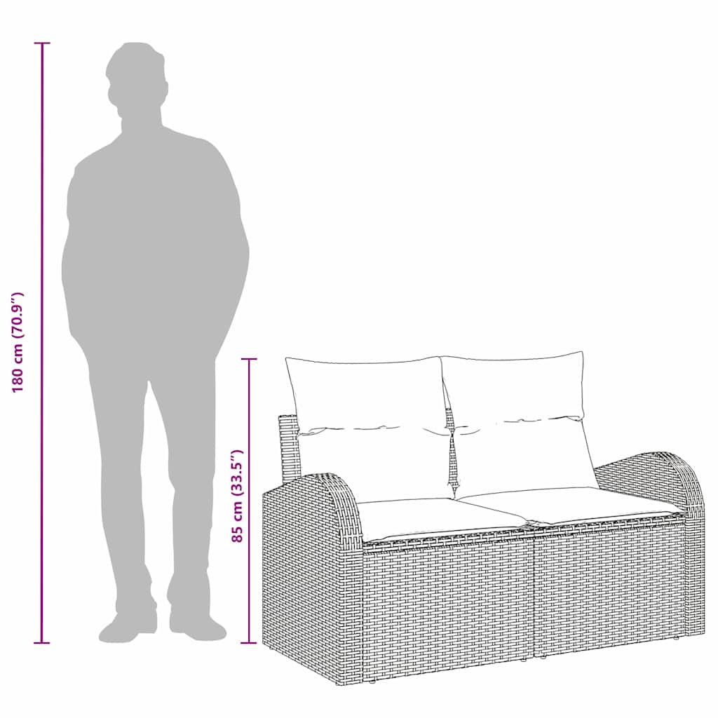 vidaXL Tuinbank Bruin 124 x 62 x 85 cm poly rattan