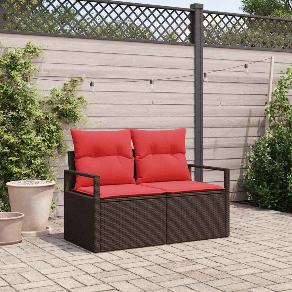 vidaXL Tuinbank met kussen 120 x 62 x 69 cm poly rattan
