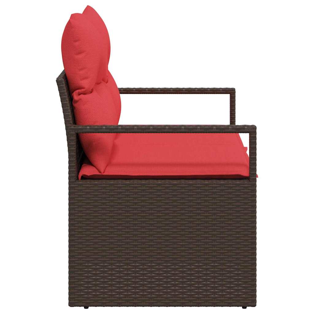 vidaXL Tuinbank met kussen 120 x 62 x 69 cm poly rattan