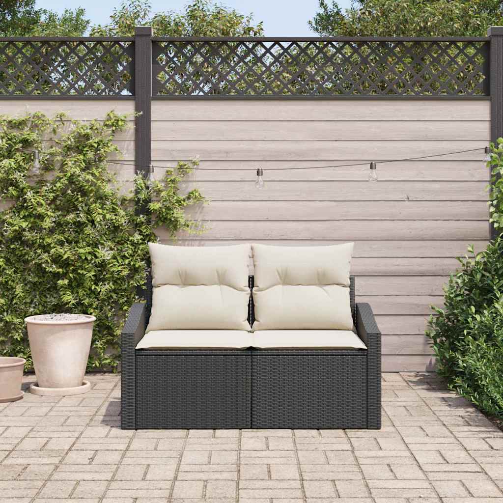 vidaXL Tuinbank met kussen Zwart 123 x 62 x 69cm poly rattan
