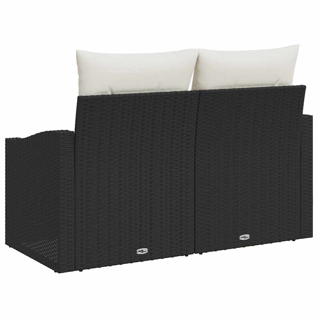 vidaXL Tuinbank met kussen Zwart 123 x 62 x 69cm poly rattan