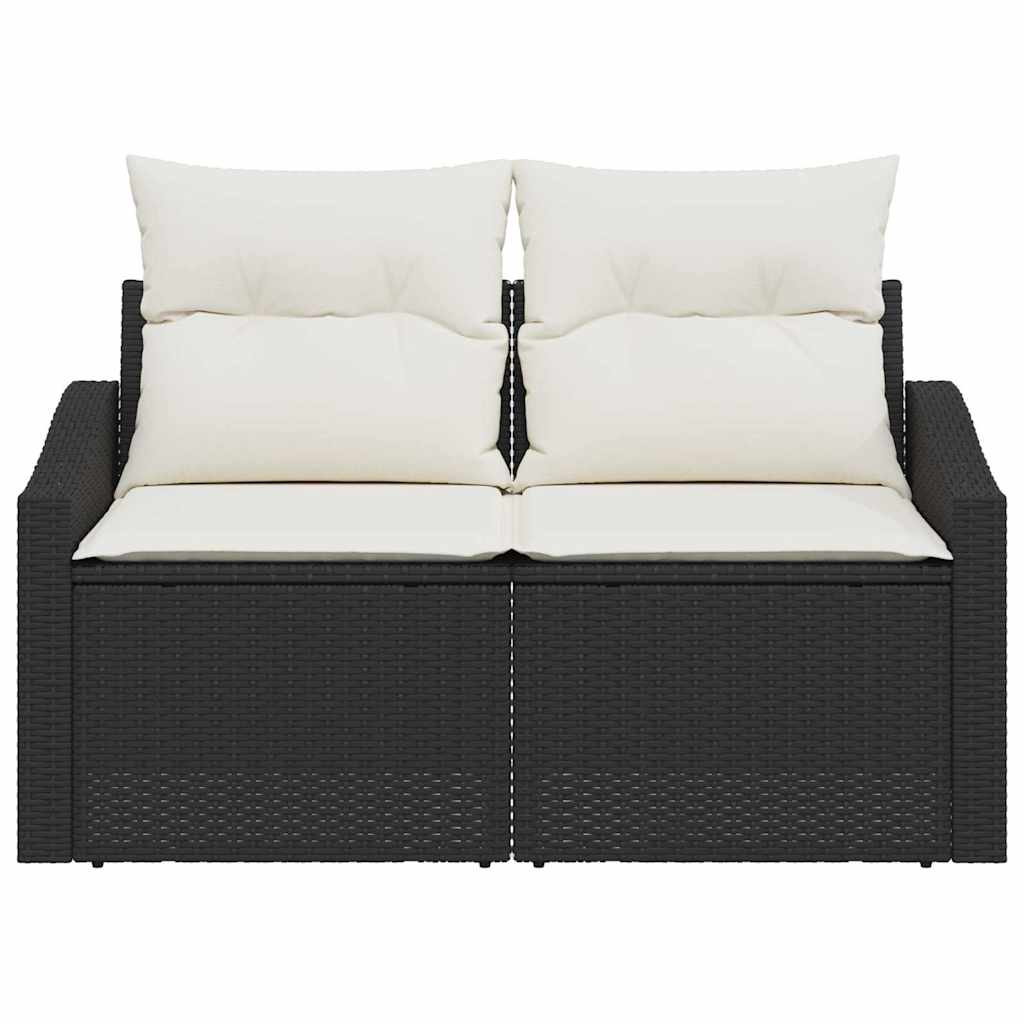 vidaXL Tuinbank met kussen Zwart 123 x 62 x 69cm poly rattan