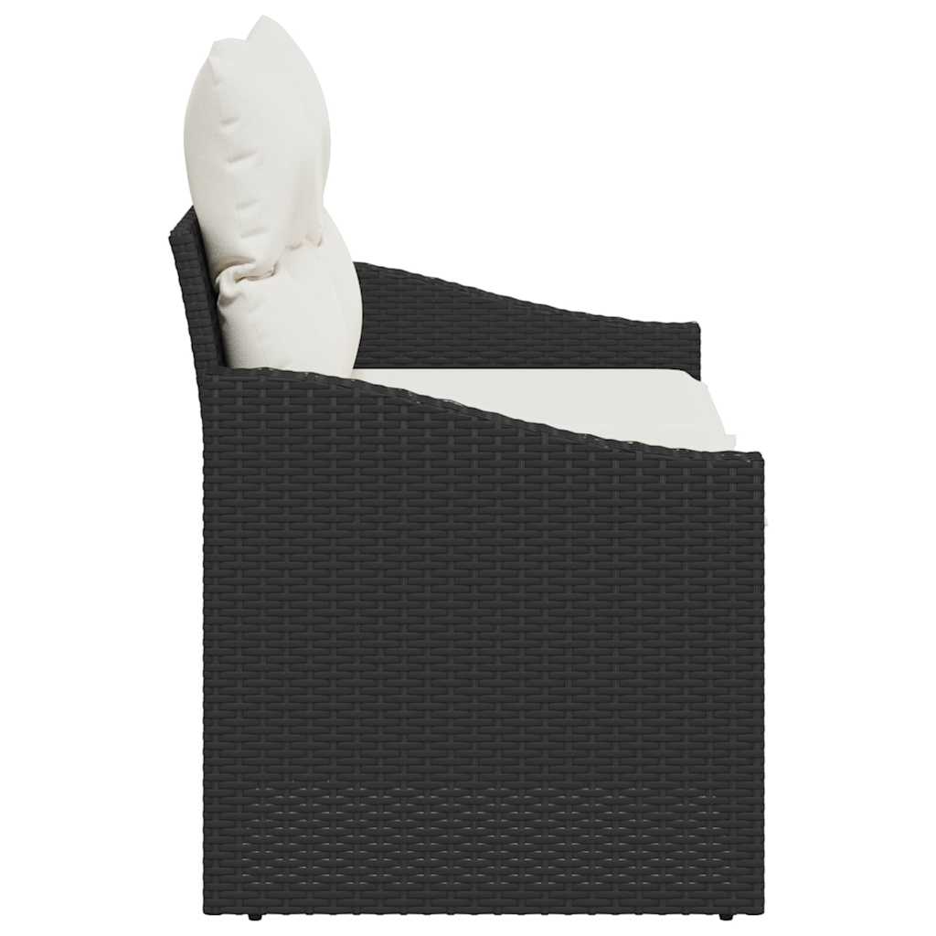 vidaXL Tuinbank met kussen Zwart 123 x 62 x 69cm poly rattan