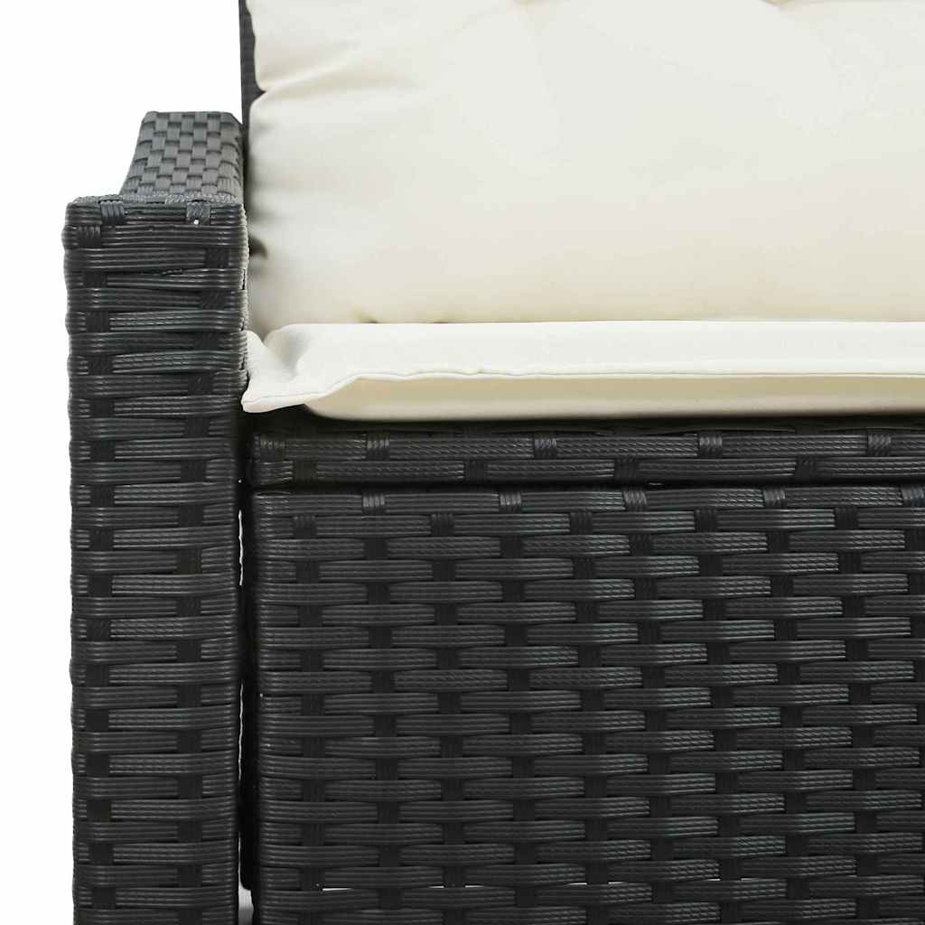 vidaXL Tuinbank met kussen Zwart 123 x 62 x 69cm poly rattan