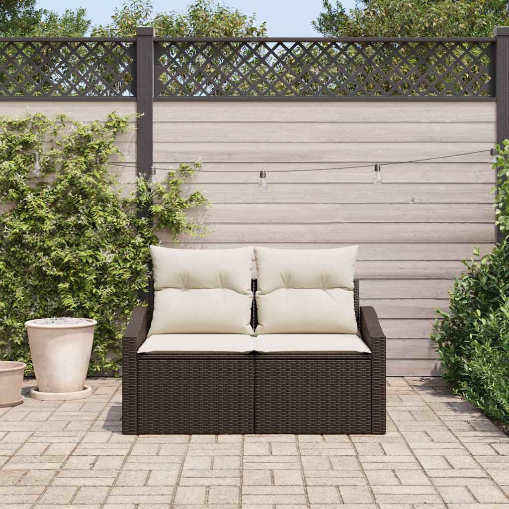 vidaXL Tuinbank met kussen Zwart 123 x 62 x 69cm poly rattan