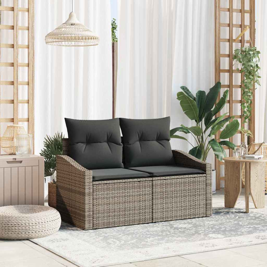 vidaXL Tuinbank met kussen Zwart 123 x 62 x 69cm poly rattan