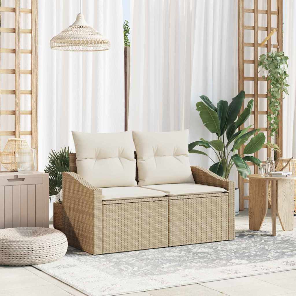 vidaXL Tuinbank met kussen Zwart 123 x 62 x 69cm poly rattan