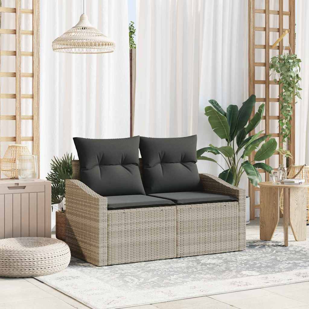 vidaXL Tuinbank met kussen Zwart 123 x 62 x 69cm poly rattan