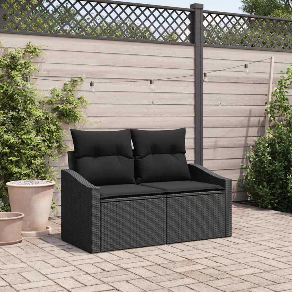 vidaXL Tuinbank met kussen Zwart 123 x 62 x 69cm poly rattan