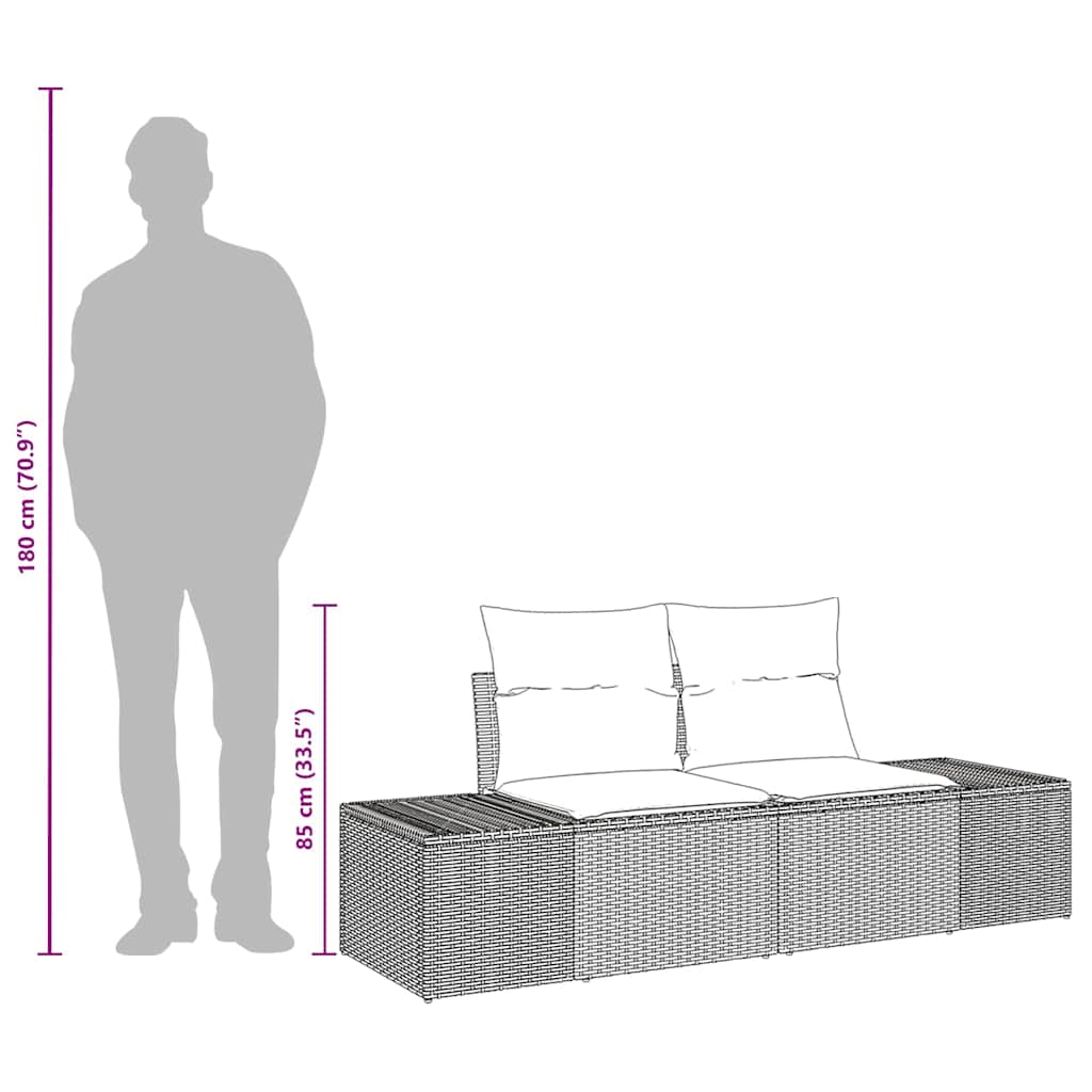 vidaXL Tuinbank met kussen 184 x 62 x 69 cm poly rattan