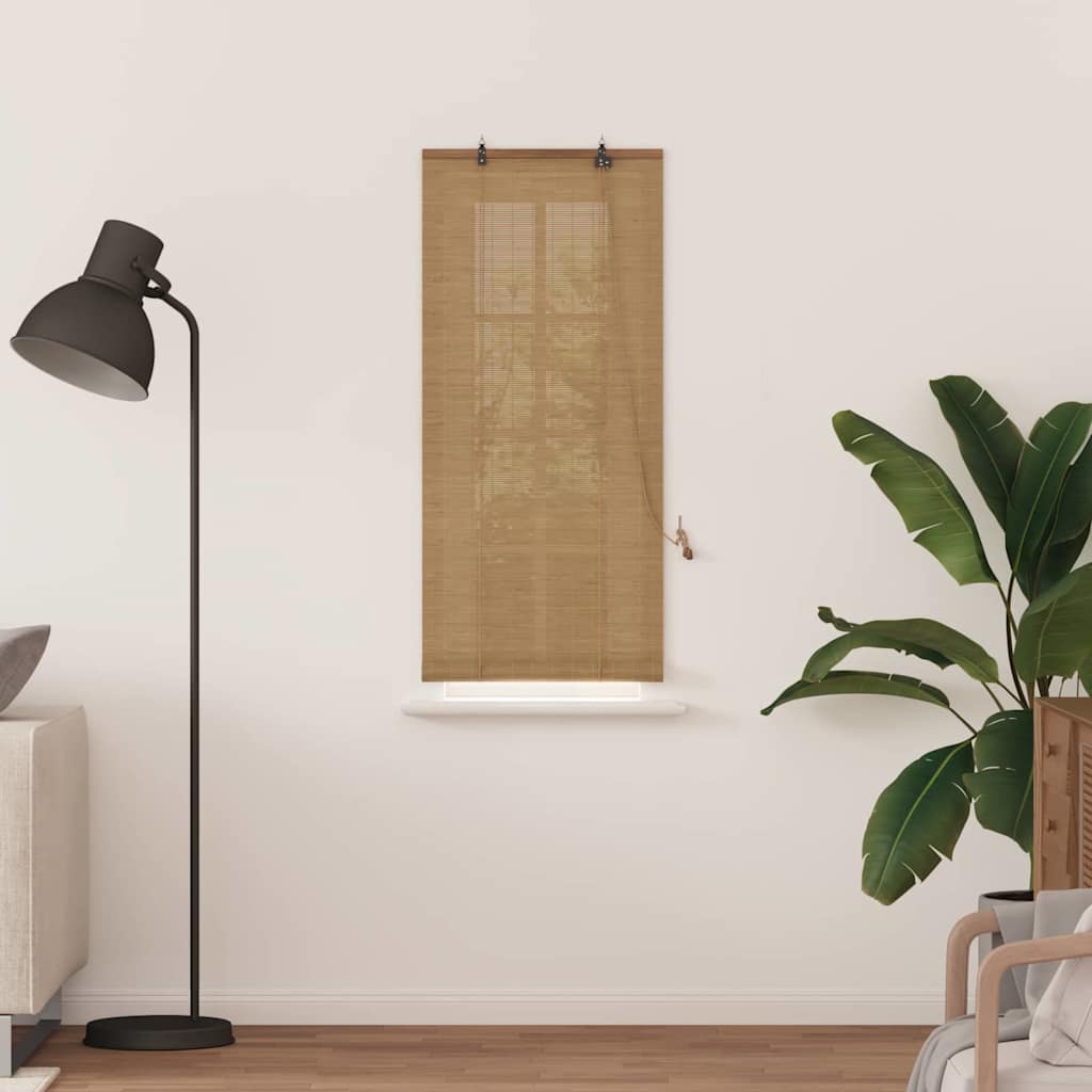 vidaXL Raambuiten & Gordijnen met gordijnen Licht Bruin Bamboe