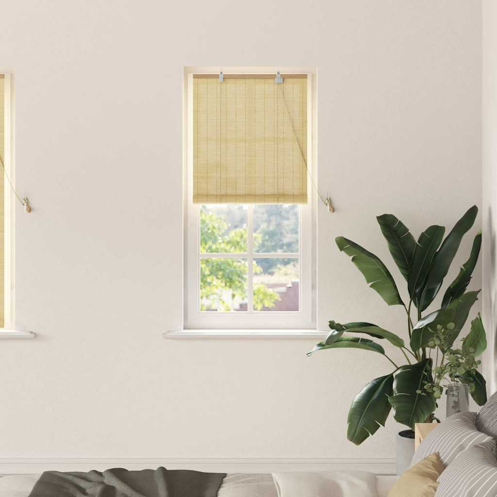 vidaXL Raambuiten & Gordijnen met gordijnen Licht Bruin Bamboe
