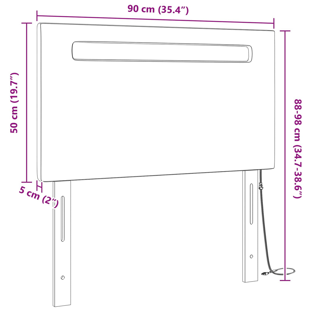 vidaXL Hoofdbord Eenvoudig Ontwerp Zwart 90 cm Faux Leer