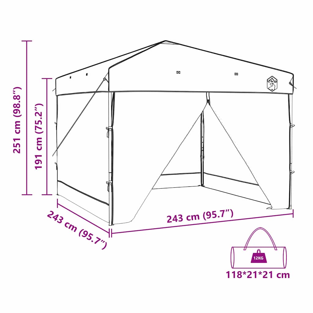 vidaXL Pop-up Luifel Tent Blauw 250 x 250 cm Stof