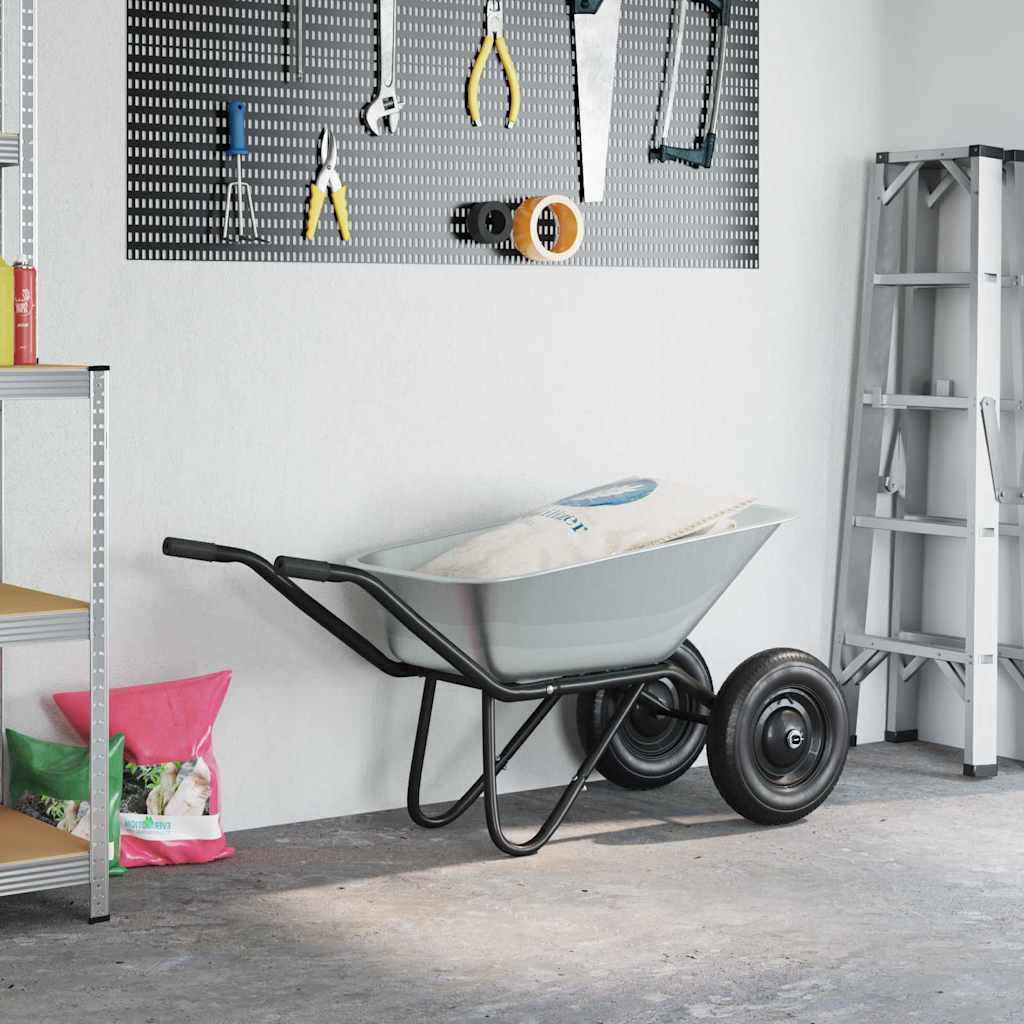 vidaXL Kruiwagen Zilver en Zwart 137 x 60 x 65,5 cm Staal